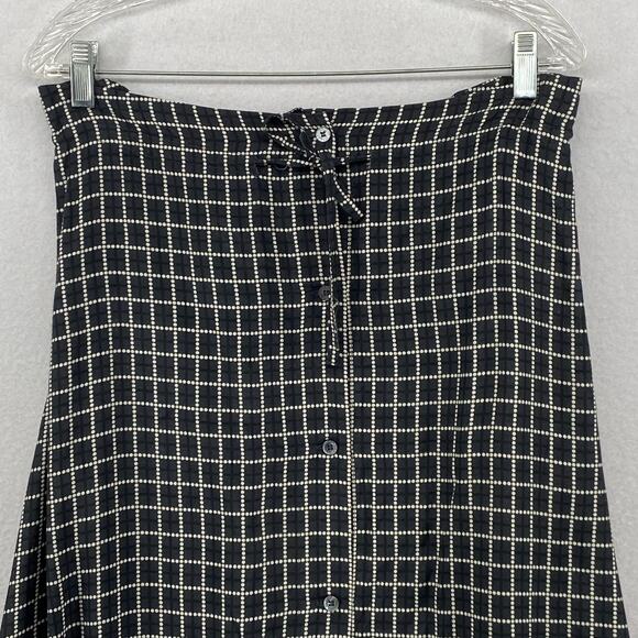 MAISON KITSUNE Skirt 36 A-Line Check Midi Button Front Viscose Black - Picture 4 of 12